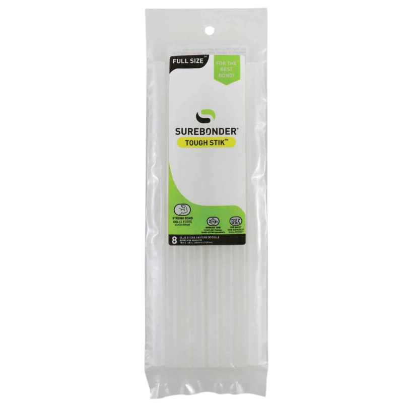 10" Surebonder Full Size Acrylic Tough Hot Glue Sticks | 8 Count