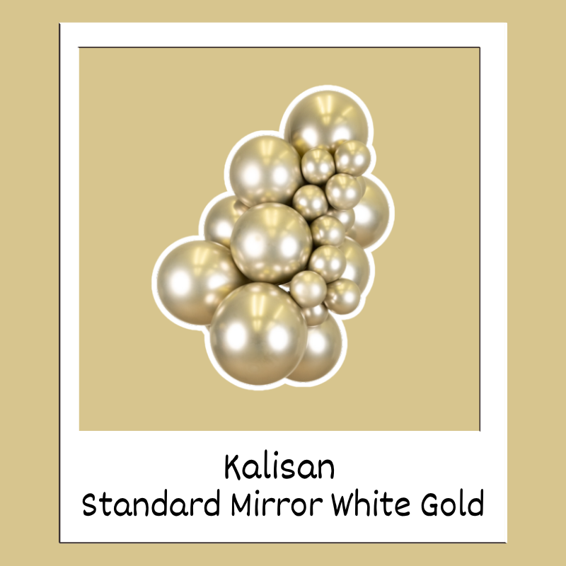 Ballons en latex Kalisan 36" (91 cm) blanc doré miroir | Lot de 2