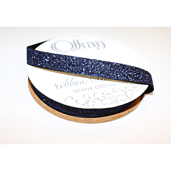 #3 Offray Midnight Blue Glitter Frosted Satin Ribbon - 25 yds | 1 Spool