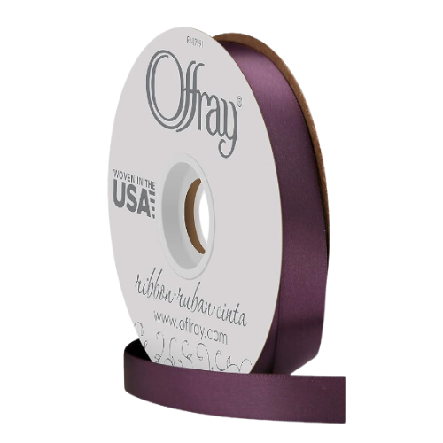 #3 Offray Eggplant Double Face Satin Ribbon - 5/8" x 50 yards | 1 Spool