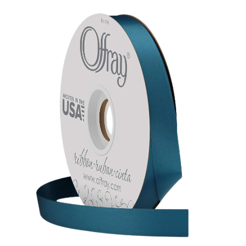 #3 Offray Empress Teal Double Face Satin Ribbon - 5/8" x 50 yards | 1 Spool