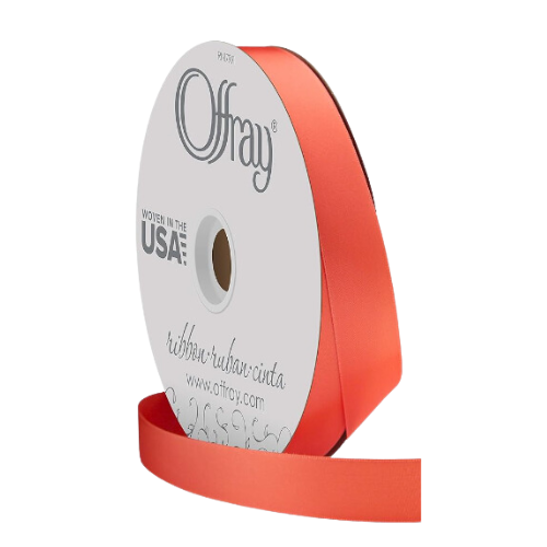 #3 Offray Living Coral Double Face Satin Ribbon - 5/8" x 50 yards | 1 Spool