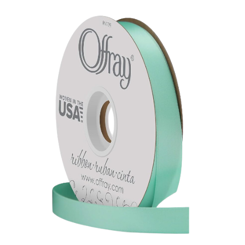 #3 Offray Aqua Double Face Satin Ribbon - 5/8" x 50 yards | 1 Spool