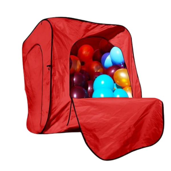 Silver Rainbow Red Balloon Transporter Cube - 4ft x 4ft