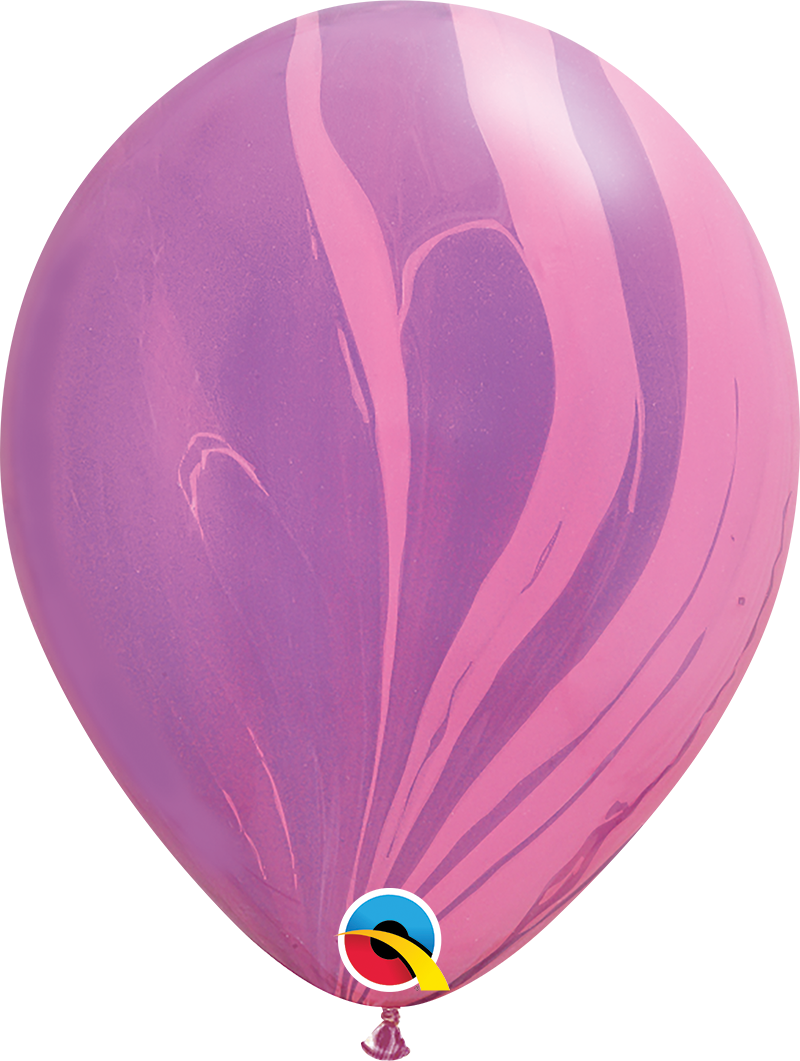 11" Qualatex  Pink & Violet SuperAgate Latex Balloons | 25 Count