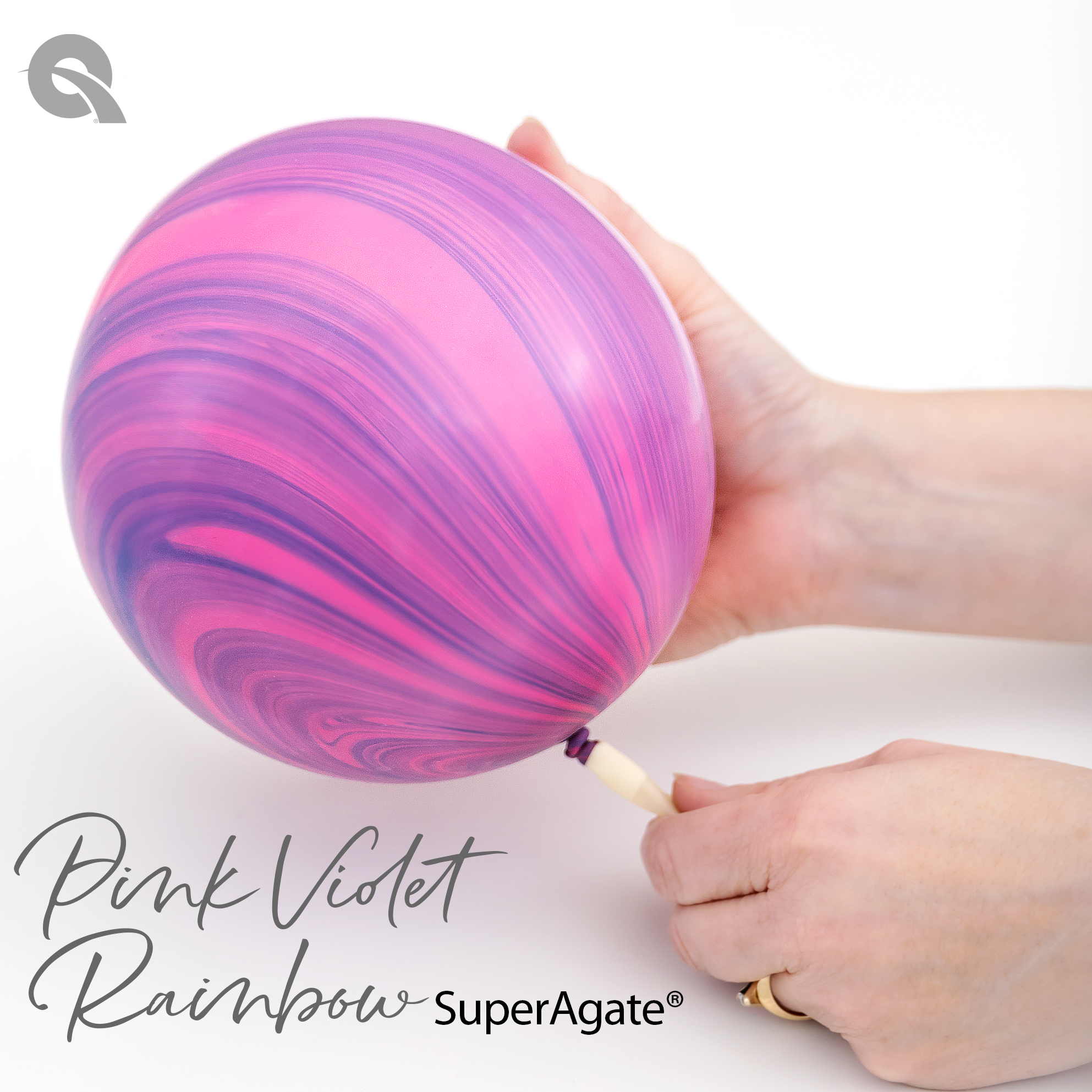 11" Qualatex  Pink & Violet SuperAgate Latex Balloons | 25 Count