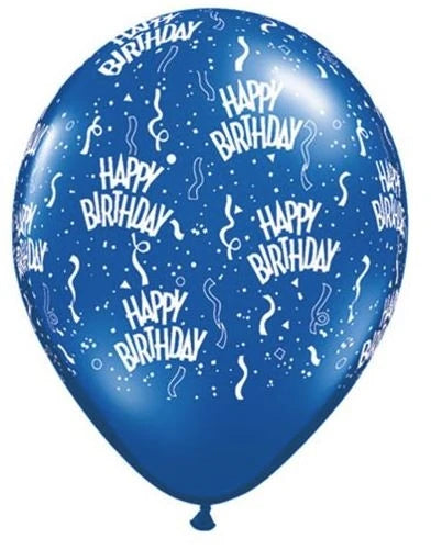 11" Sapphire Blue Birthday-A-Round Latex Balloons | 50 Count