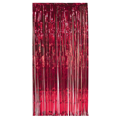 3' x 7' Red Metallic Foil Fringe Curtain