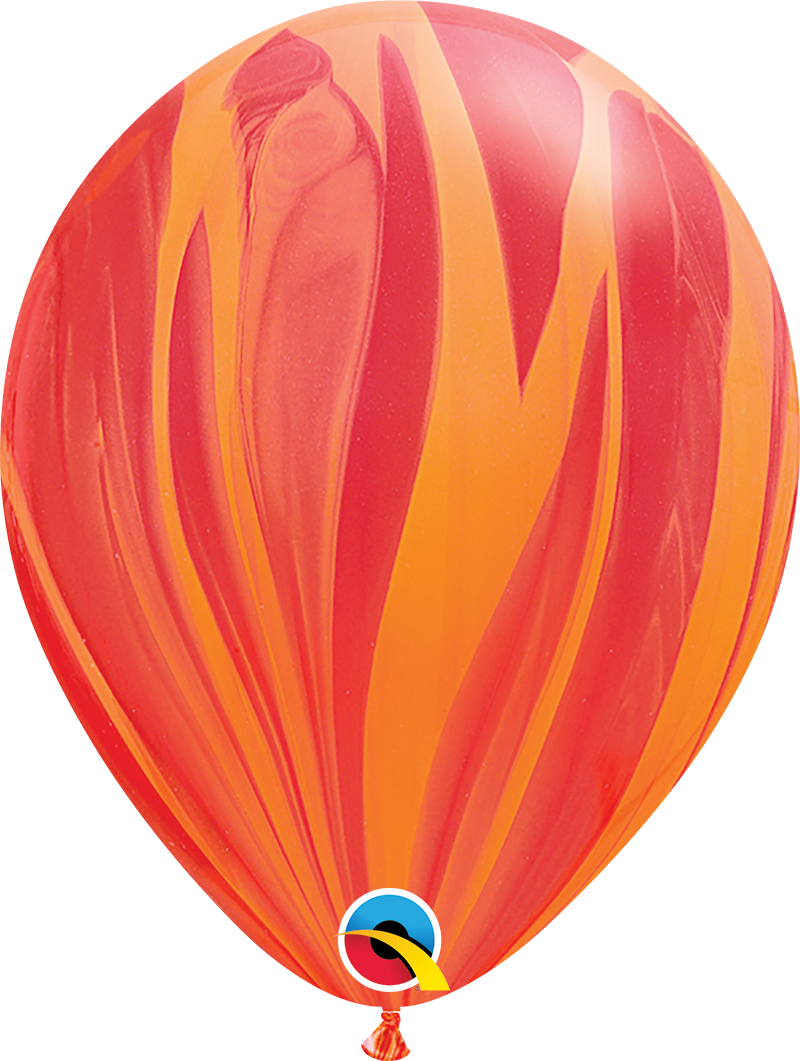 11" Qualatex Red & Orange SuperAgate Latex Balloons | 25 Count