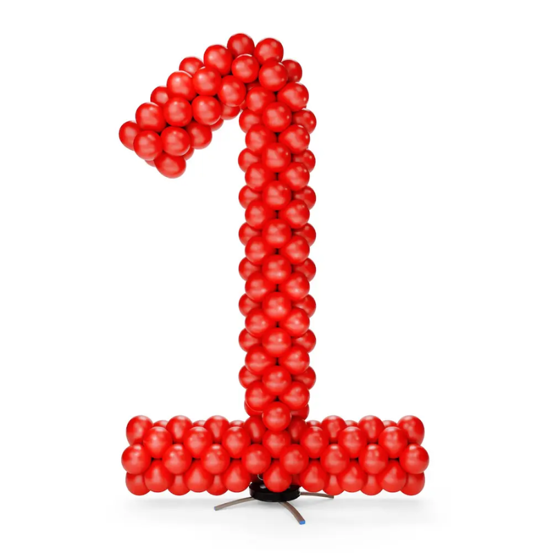 6' Silver Rainbow - Number 1 Aluminum Snap & Click Balloon Frame With Base | Balloons Not Included