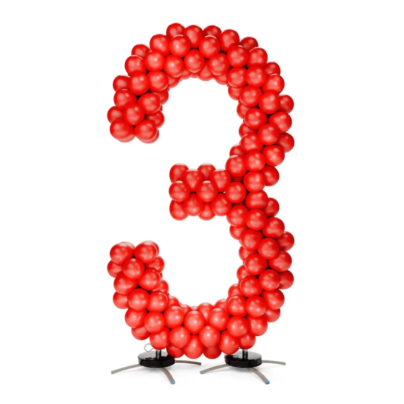 6' Silver Rainbow - Number 3 Aluminum Snap & Click Balloon Frame With Base | Balloons Not Included