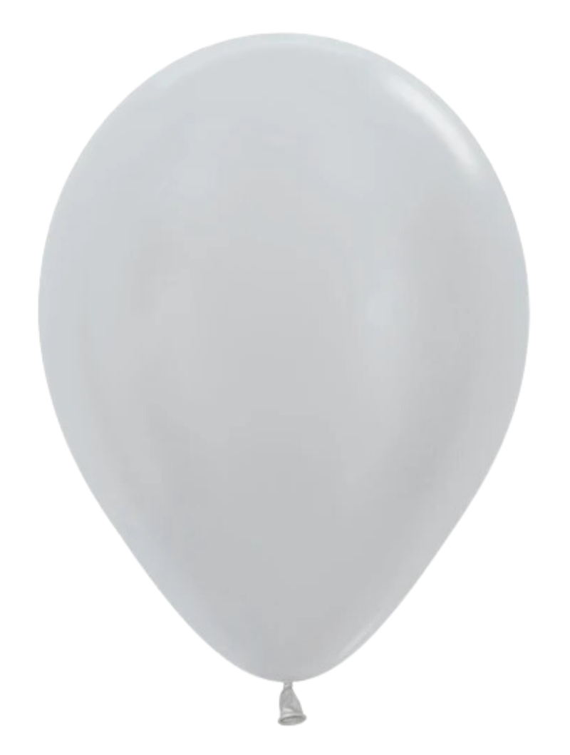 18" Sempertex Metallic Pearlized Silver Latex Balloons | 25 Count