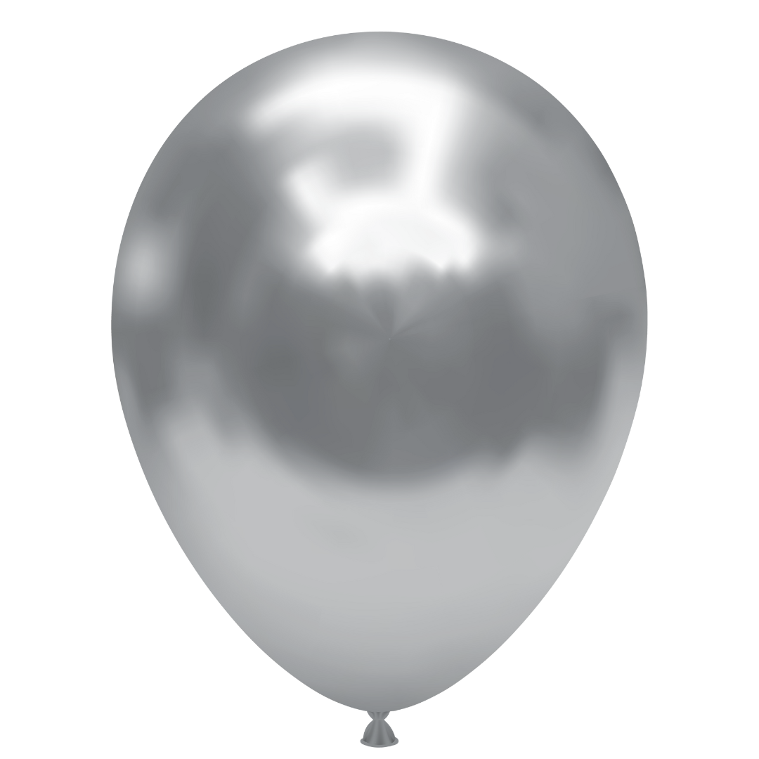 11" TUFTEX Effects Big Bags Silvery - Silver Metallic Latex Balloons | 200 Count