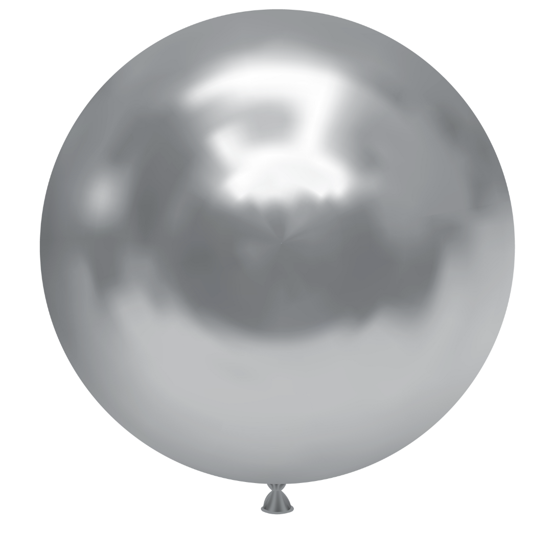 24" TUFTEX Effects Silvery - Silver Metallic Latex Balloons | 25 Count
