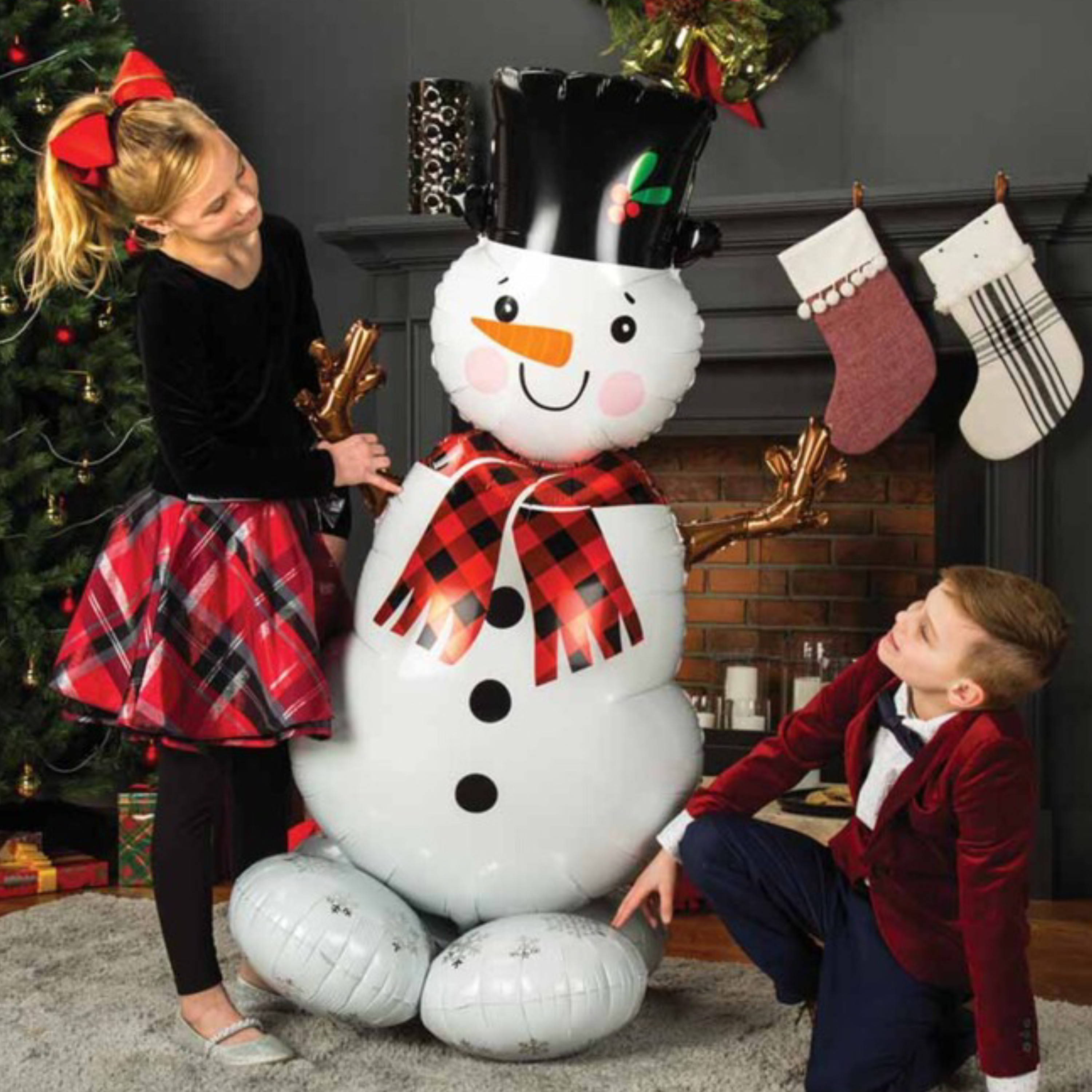 55" Snowman AirLoonz Foil Balloon (P28) | Stands Over 4 Feet Tall- No Helium Required!