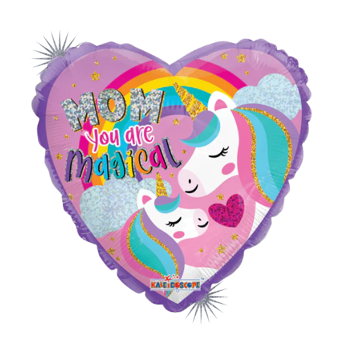 9" Mom You Are Magical Unicorn Holographic Airfill Foil Balloon (WSL) | Clearance - While Supplies Last!