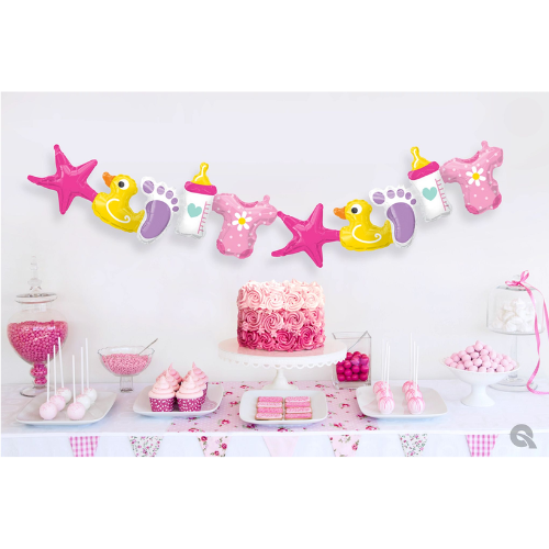 41" Baby Girl Garland Airfill Foil Balloon