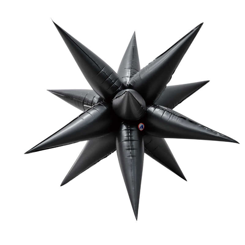 27.5" AAB Designer Vintage Matte Onyx Black Starburst Foil Airfill Balloon | 1 Count