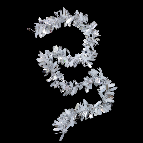 5' ACI Silver/White Mum Petals Foil Garland | 1 Count