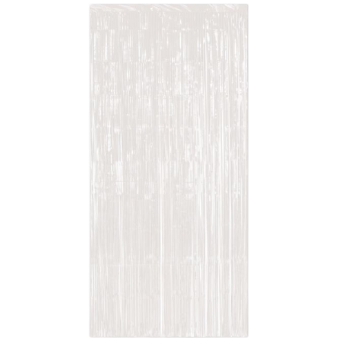 3' x 7' White Metallic Foil Fringe Curtain