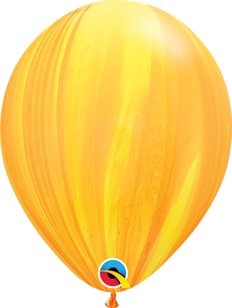 11" Qualatex Yellow & Orange SuperAgate Latex Balloons | 25 Count