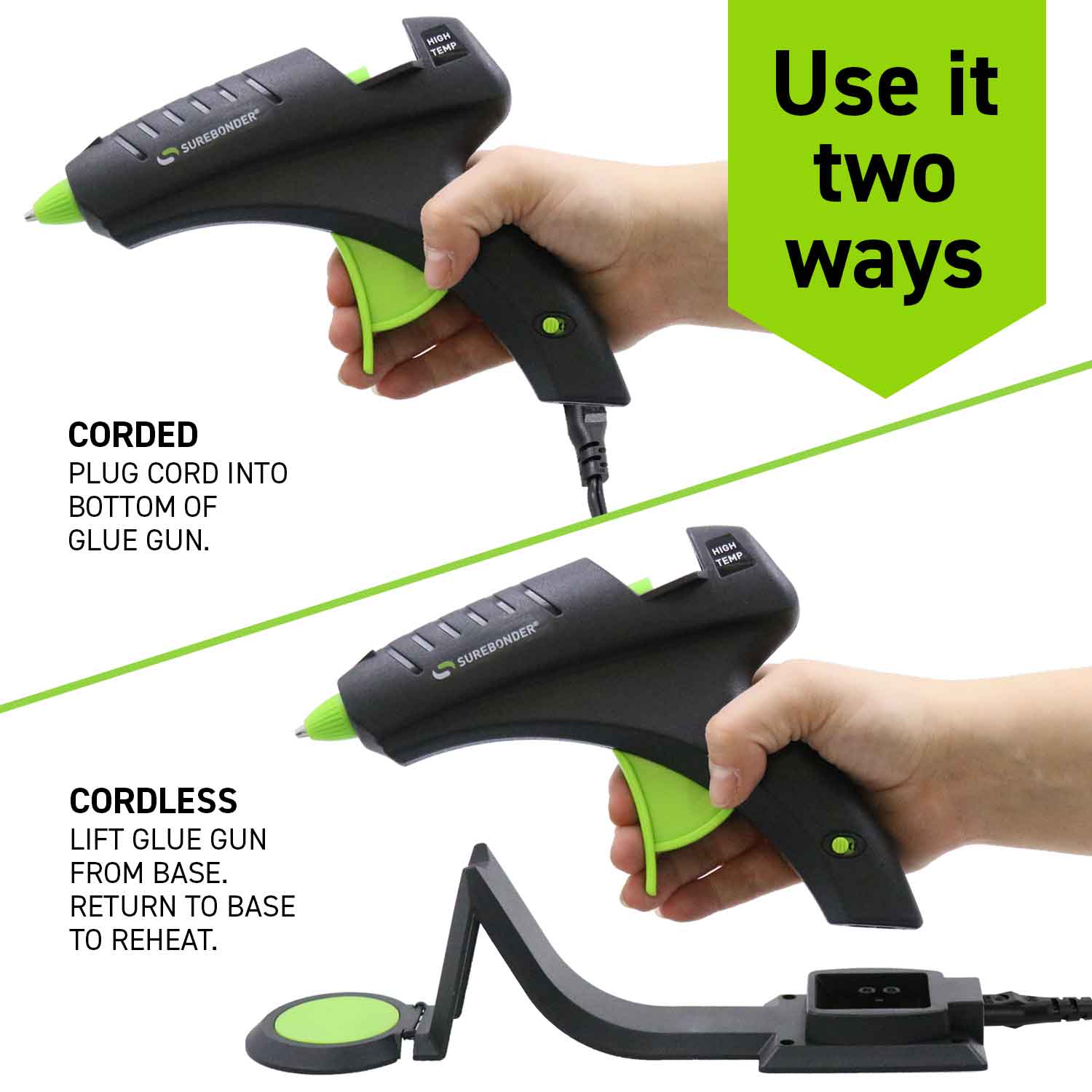 Surebonder 60 Watt Cordless/ Corded Full Size High Temprature Glue Gun | 1 Count