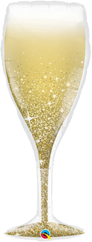 39" Golden Bubbly Wine Glass Foil Balloon (P32)