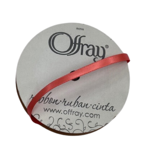 #1 Offray Living Coral Double Face Satin Ribbon - 1/4" x 20 yards | 1 Spool