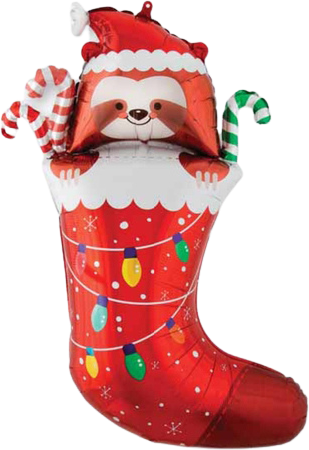 31" Anagram Sloth Stocking Christmas Foil Balloon (WSL) | Clearance - While Supplies Last!