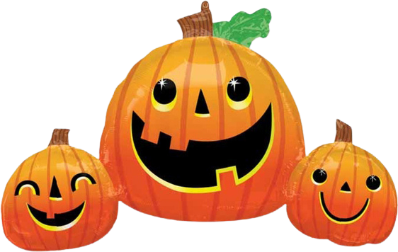 35" Smiley Pumpkin Trio Shape Foil Balloon (P14)