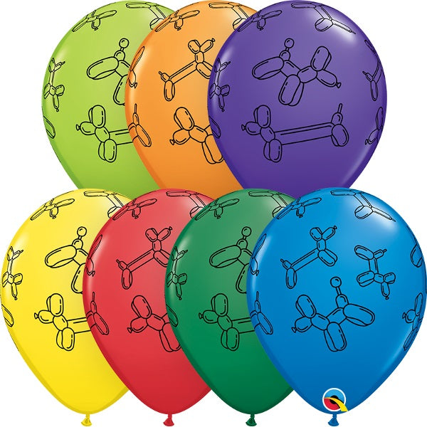 11 Carnival Assortment Balloon Dog Latex Balloons (D) | 50 Count