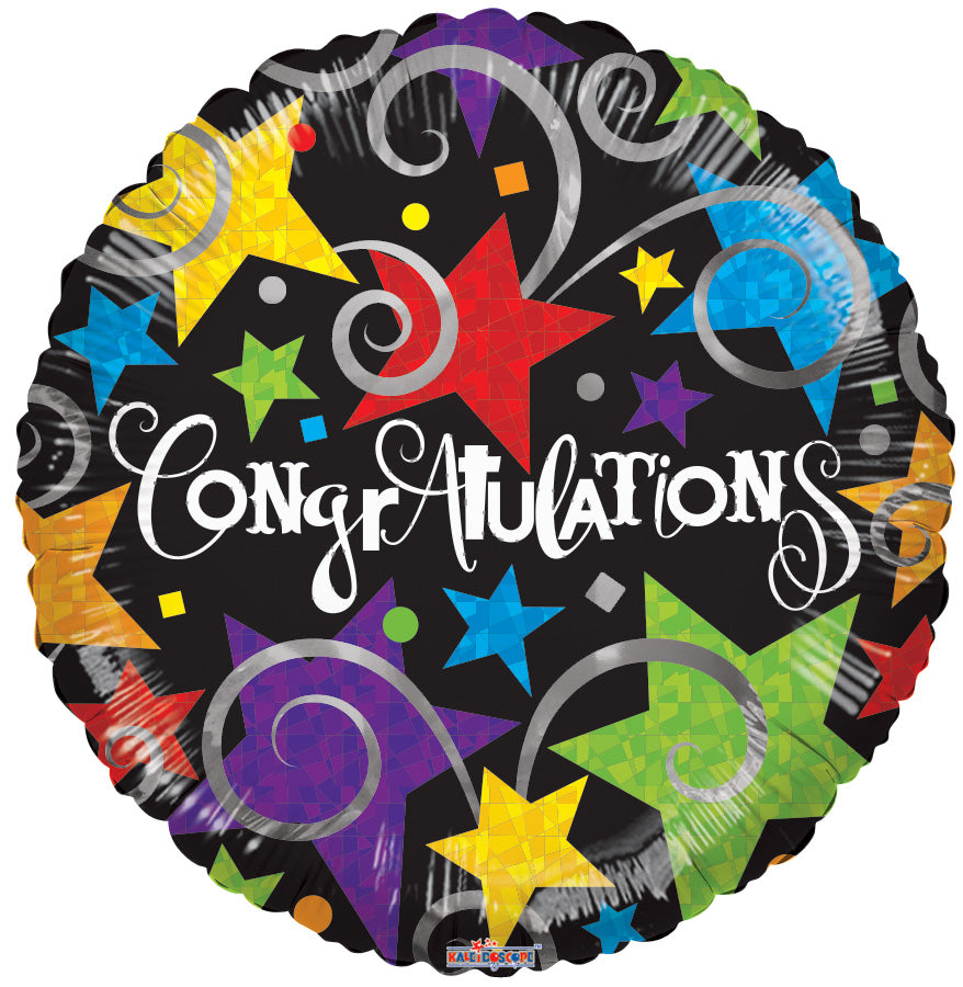 18" Congratulations Black Foil Balloon (P29) | Buy 5 Or More Save 20%