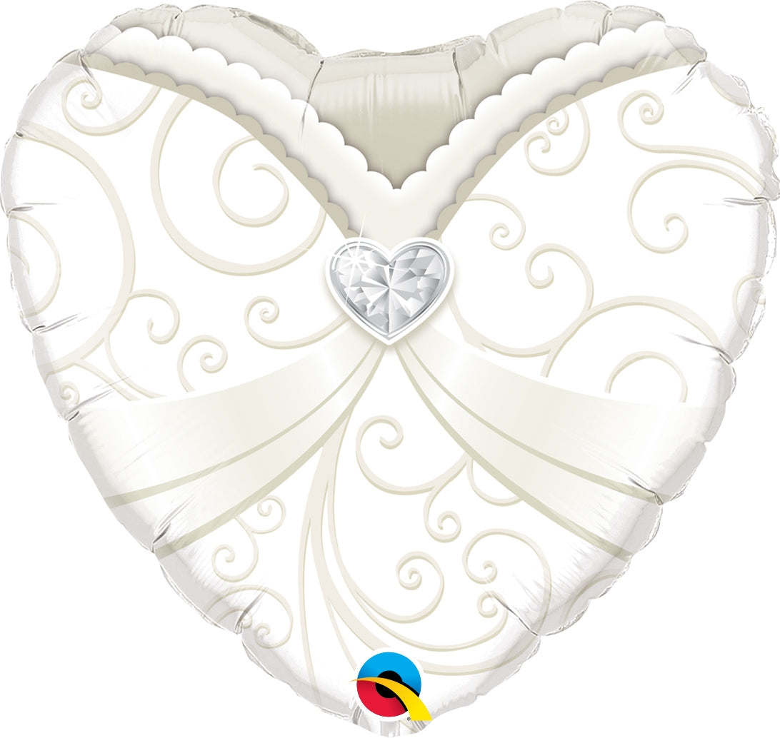 18" Wedding Gown Heart Foil Balloon