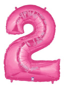 34" | 40" Hot Pink-Fuchsia Foil Number Balloon - Megaloons | Numbers 0-9
