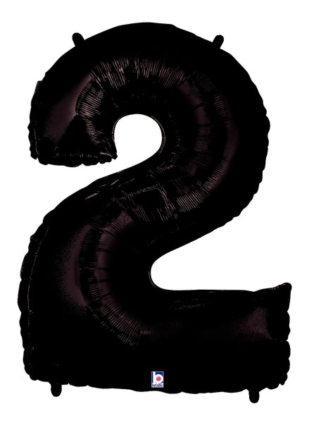 40" Black Number Foil Balloon - Megaloons | Numbers 0-9