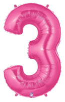 34" | 40" Hot Pink-Fuchsia Foil Number Balloon - Megaloons | Numbers 0-9