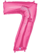34" | 40" Hot Pink-Fuchsia Foil Number Balloon - Megaloons | Numbers 0-9