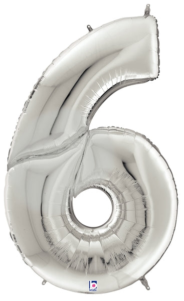 53" Silver Gigaloons Foil Number Balloon | Numbers 0-9