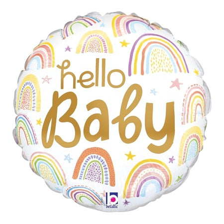 9" Hello Baby Rainbow Foil Balloon | Buy 5 or More Get 20% Off
