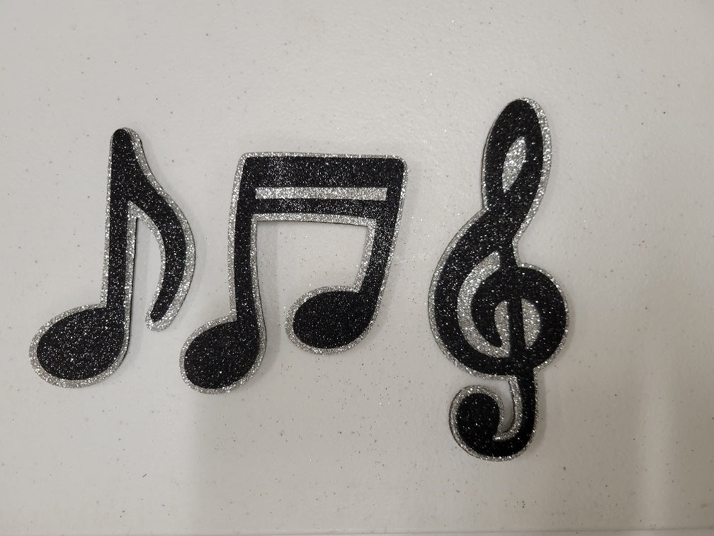 3 piece Glitter Foam Music Symbols