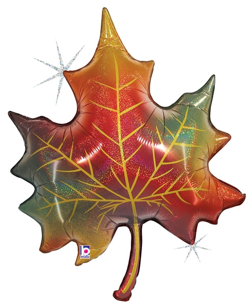 30" Betallic Glitter Fall Leaf Holographic Foil Balloon (P19)