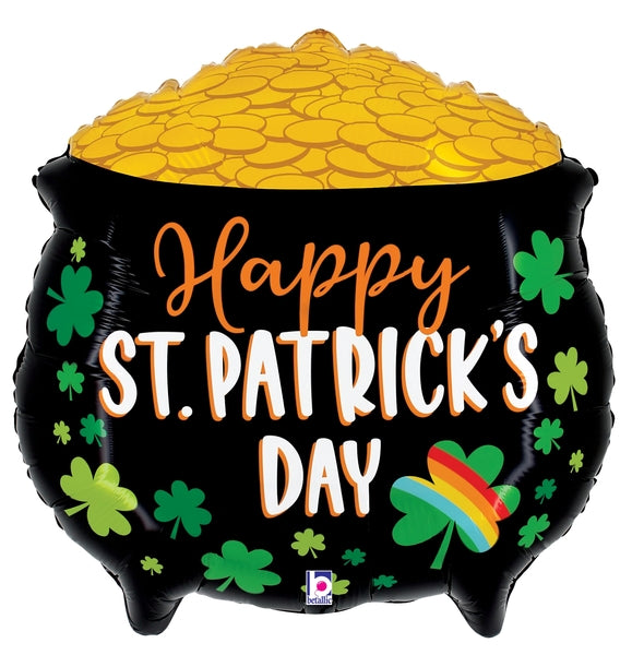 23" Lucky Pot O Gold St. Patrick's Day Foil Balloon (P27)