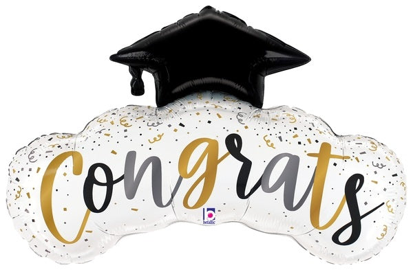 36" Betallic Satin Congrats Confetti Grad Foil Balloon (WSLR3) | Clearance - While Supplies Last!