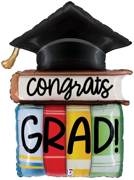 32" Congrats Grad Books & Cap Foil Balloon (P33)