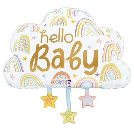 28" Hello Baby Cloud Foil Balloon