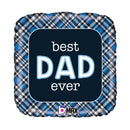 18" Best Dad Ever Plaid Foil Balloon (P19) | Buy 5 Or More Save 20%