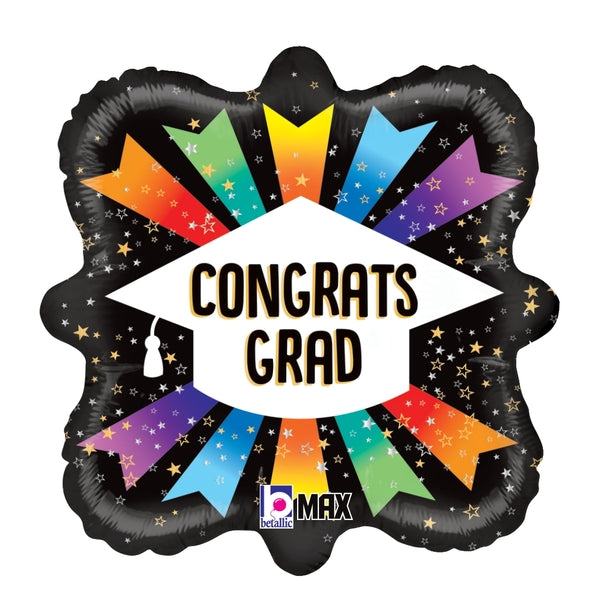 18" Betallic Congrats Grad Ribbons Foil Balloon (WSLR1) | Clearance - While Supplies Last!