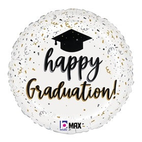 18" Two Sided Satin Graduation Confetti Foil Balloon (P28) | Buy 5 Or More Save 20%
