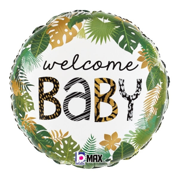 18" Betallic Jungle Welcome Baby Foil Balloon | Buy 5 Or More Save 20%