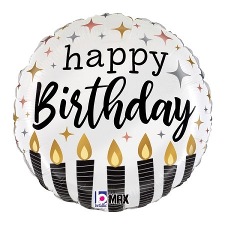 Globo de aluminio con velas de cumpleaños metálicas satinadas de 18" | Compre 5 o más y ahorre un 20 %